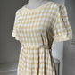 1990s Pale Yellow Gingham Dress