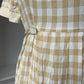 1990s Pale Yellow Gingham Dress
