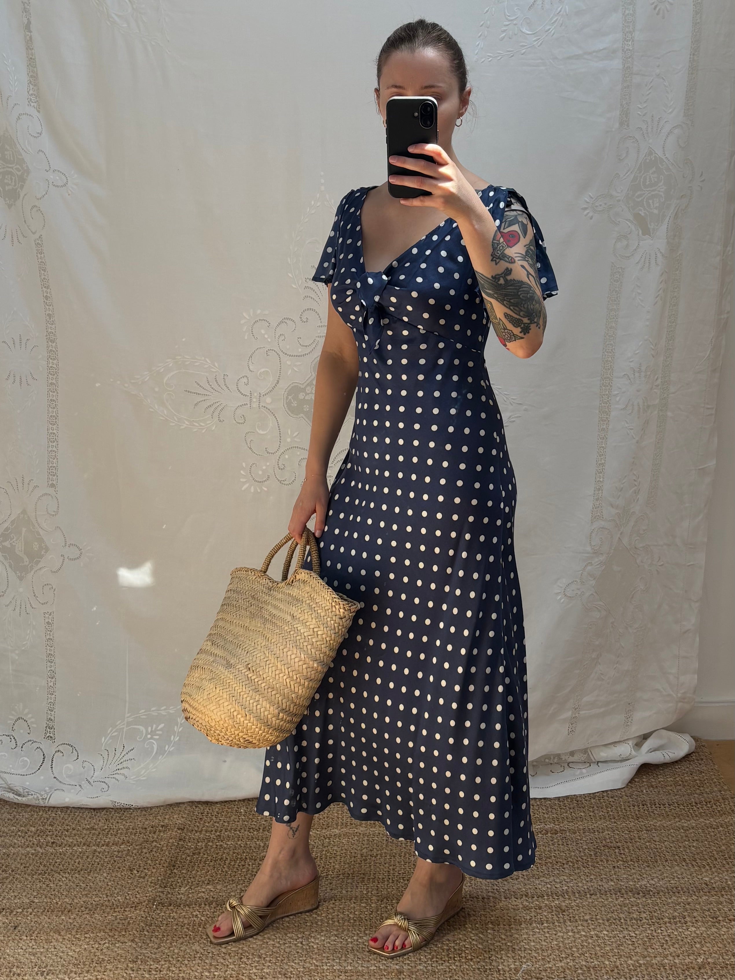 2000s Pure Silk Polka Dot Dress
