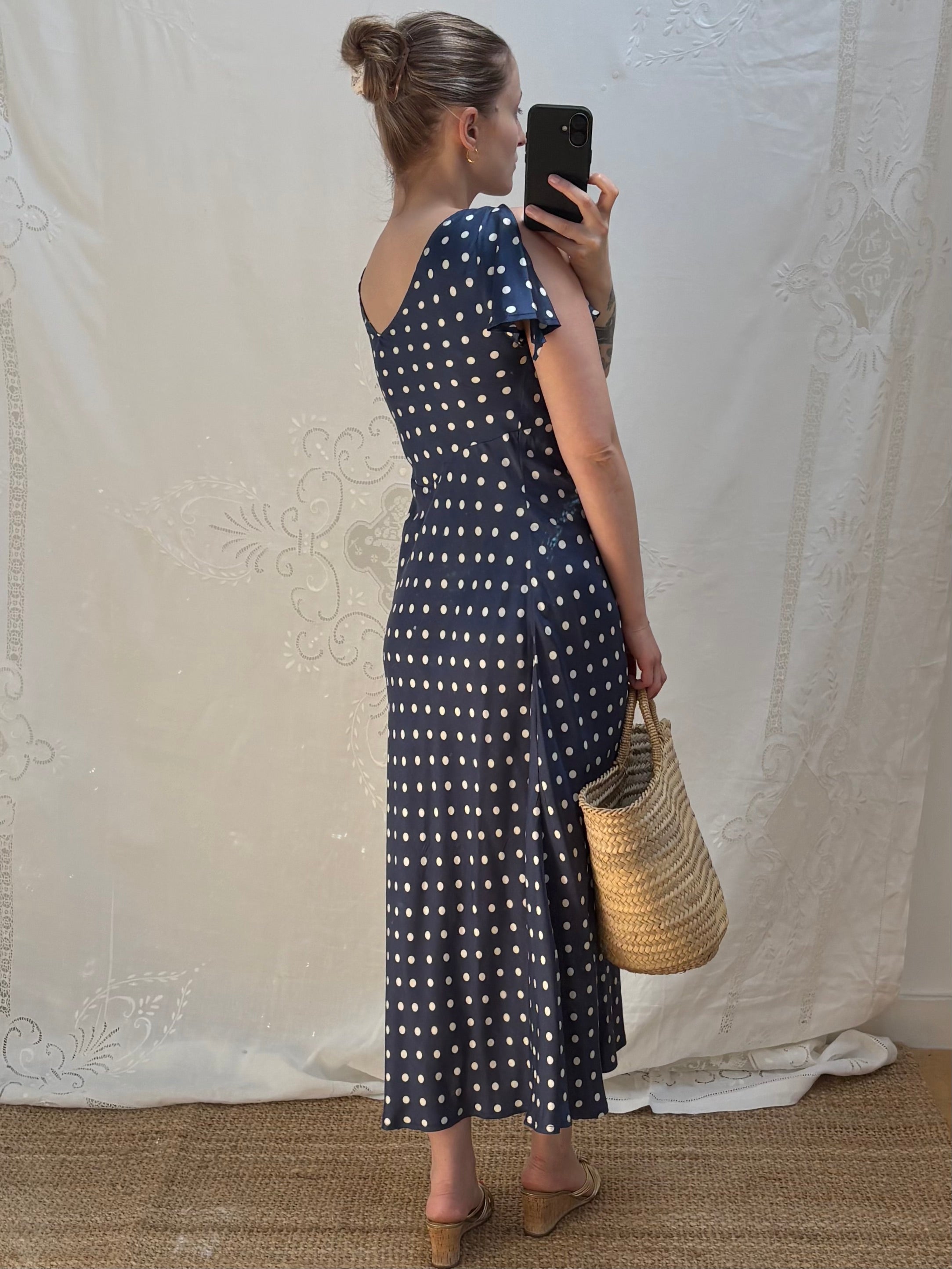 2000s Pure Silk Polka Dot Dress