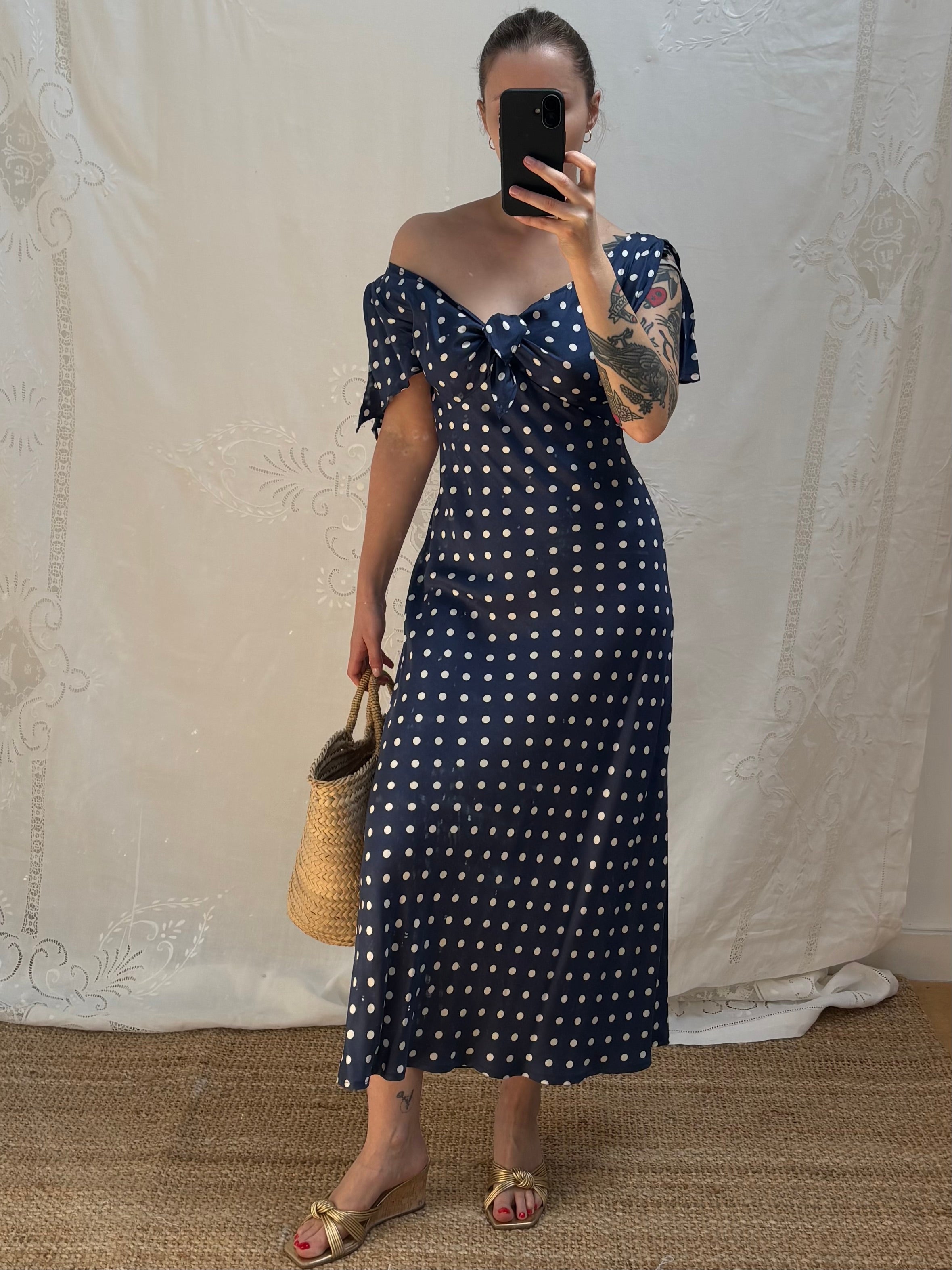 2000s Pure Silk Polka Dot Dress