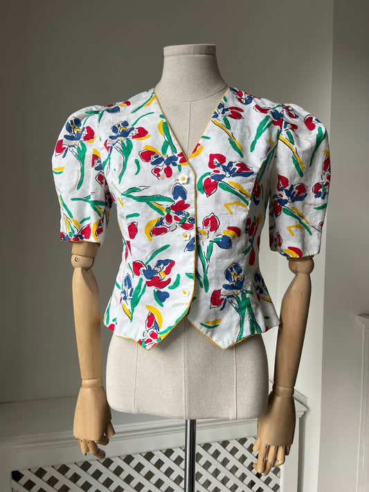 1980s Handmade Floral Blouse