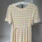1990s Pale Yellow Gingham Dress