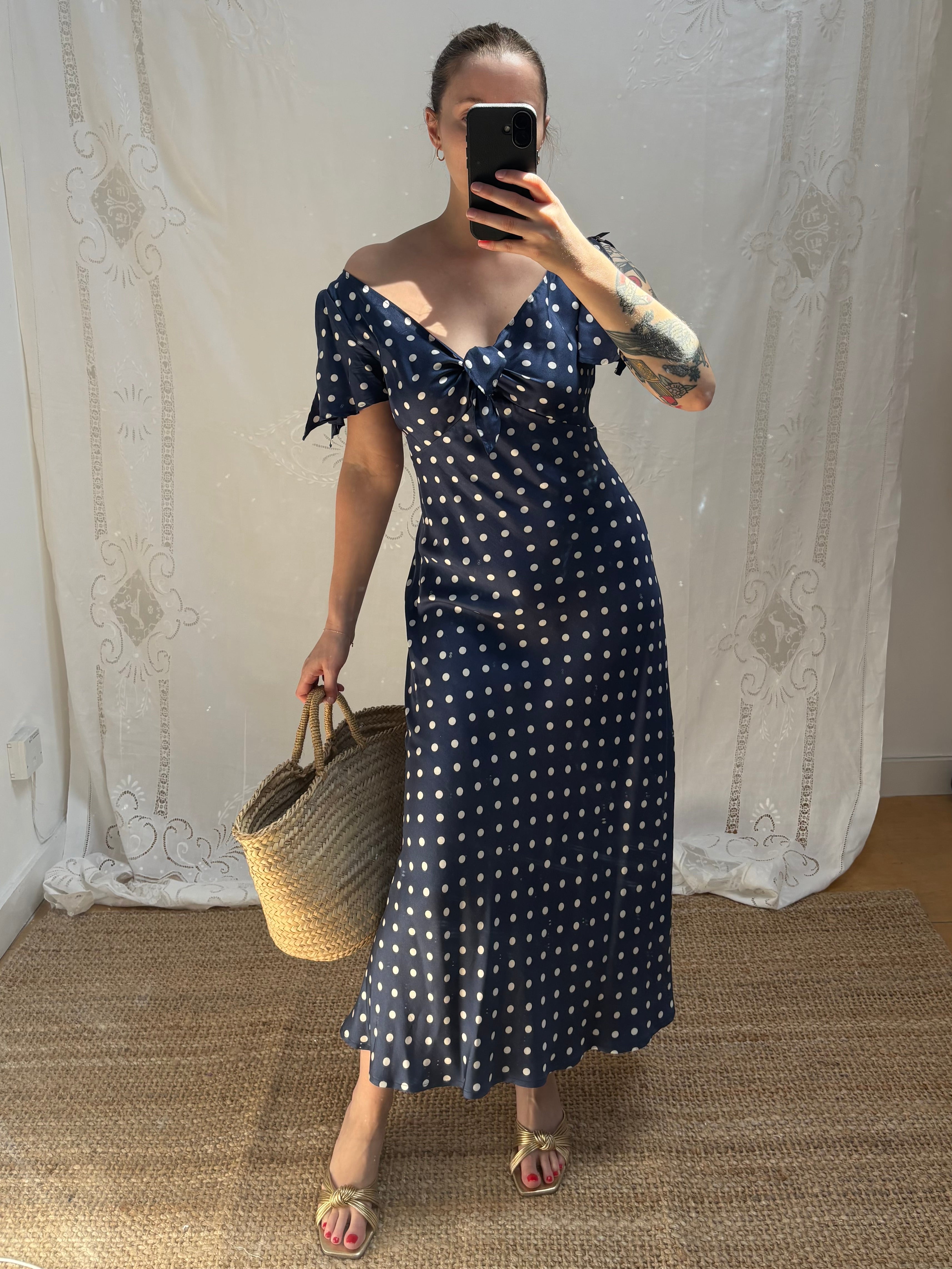 2000s Pure Silk Polka Dot Dress