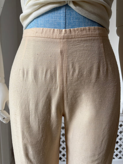 1990s Cream Silk Trousers