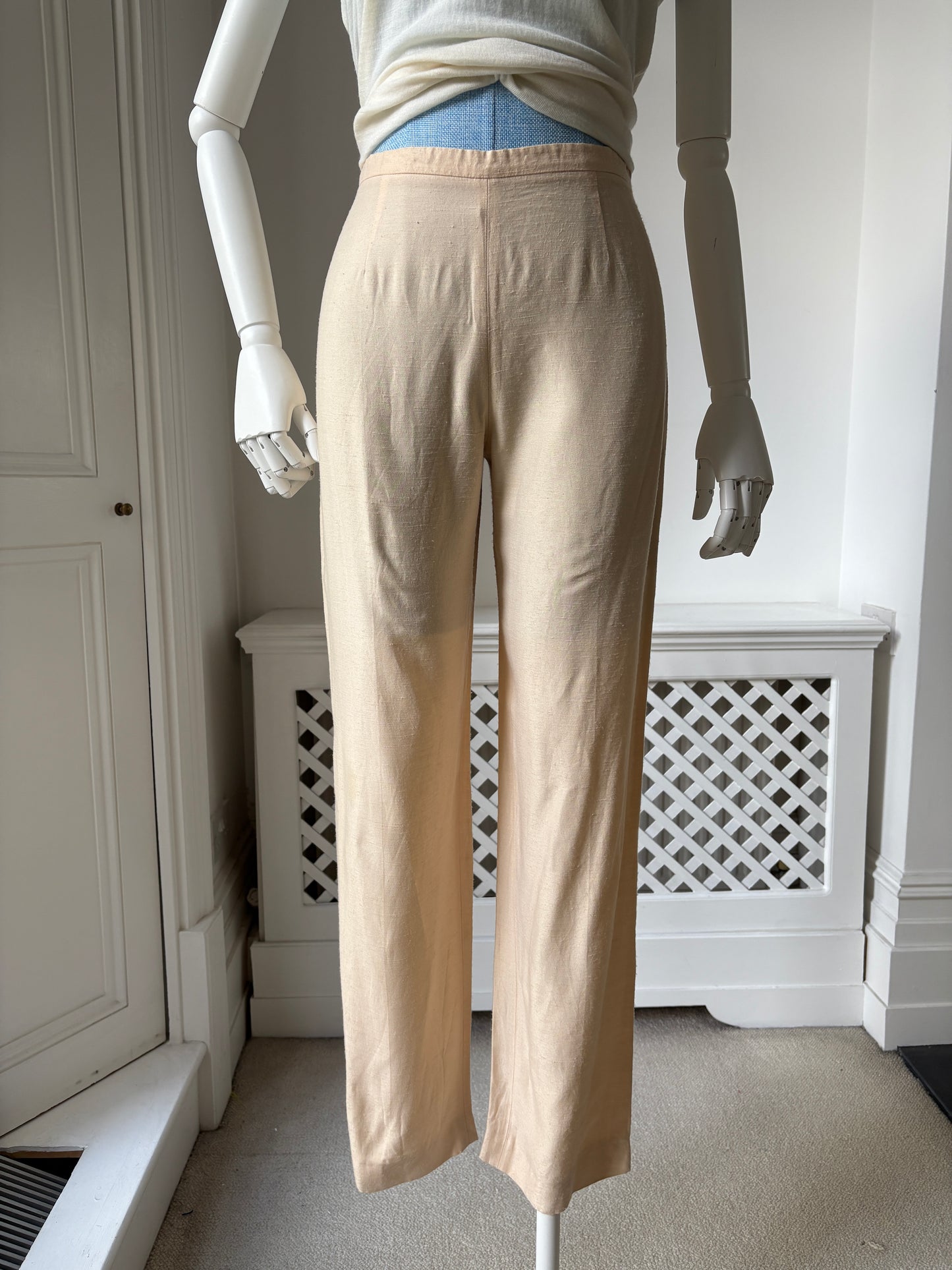 1990s Cream Silk Trousers