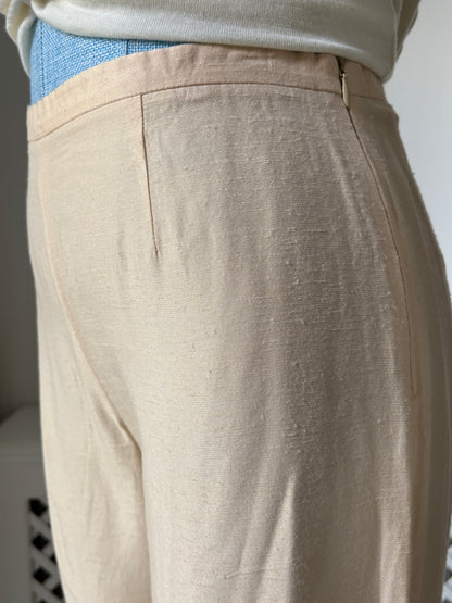1990s Cream Silk Trousers