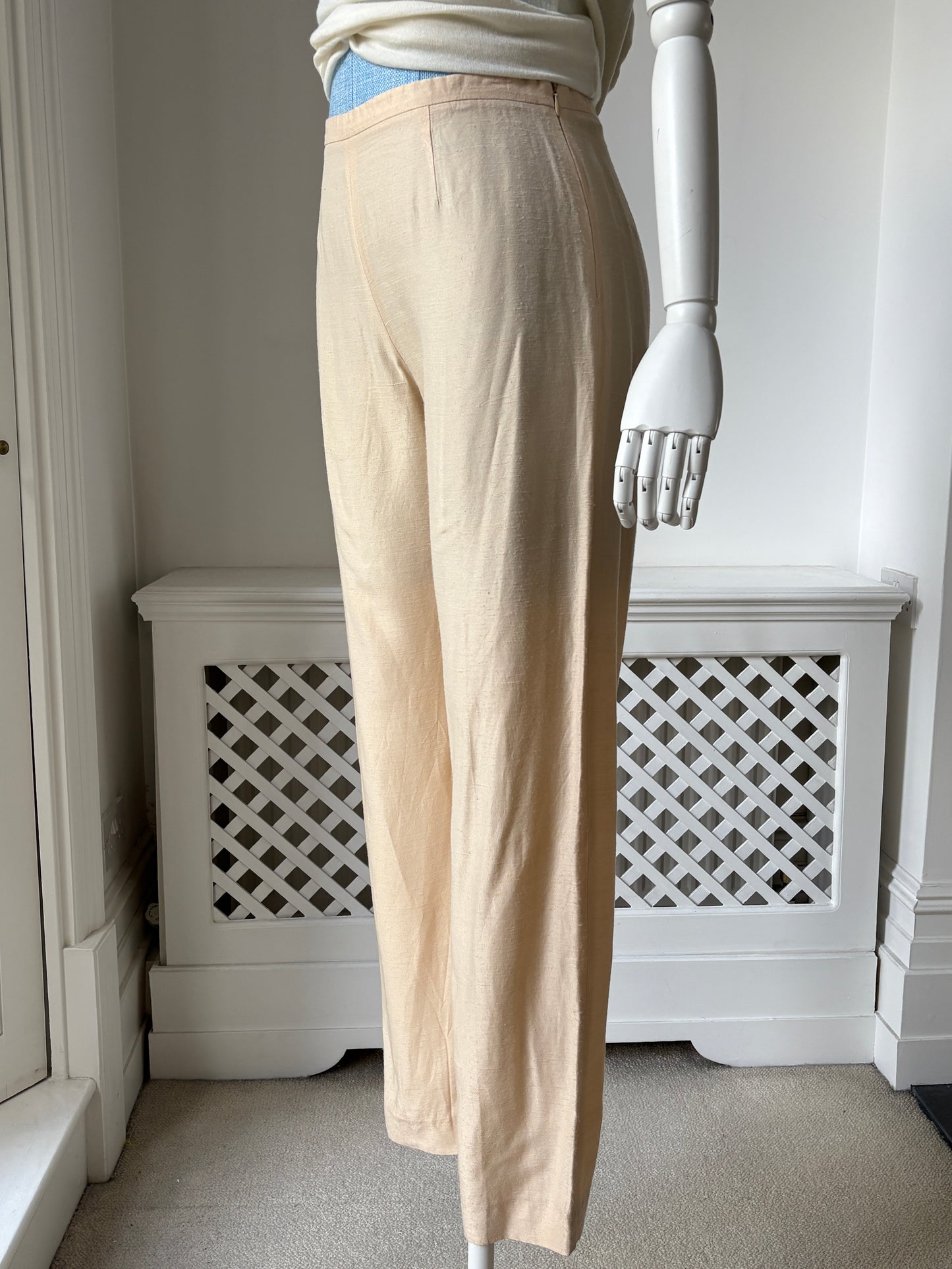 1990s Cream Silk Trousers