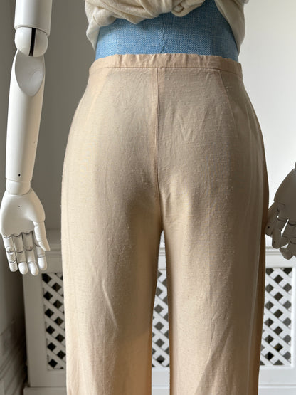 1990s Cream Silk Trousers