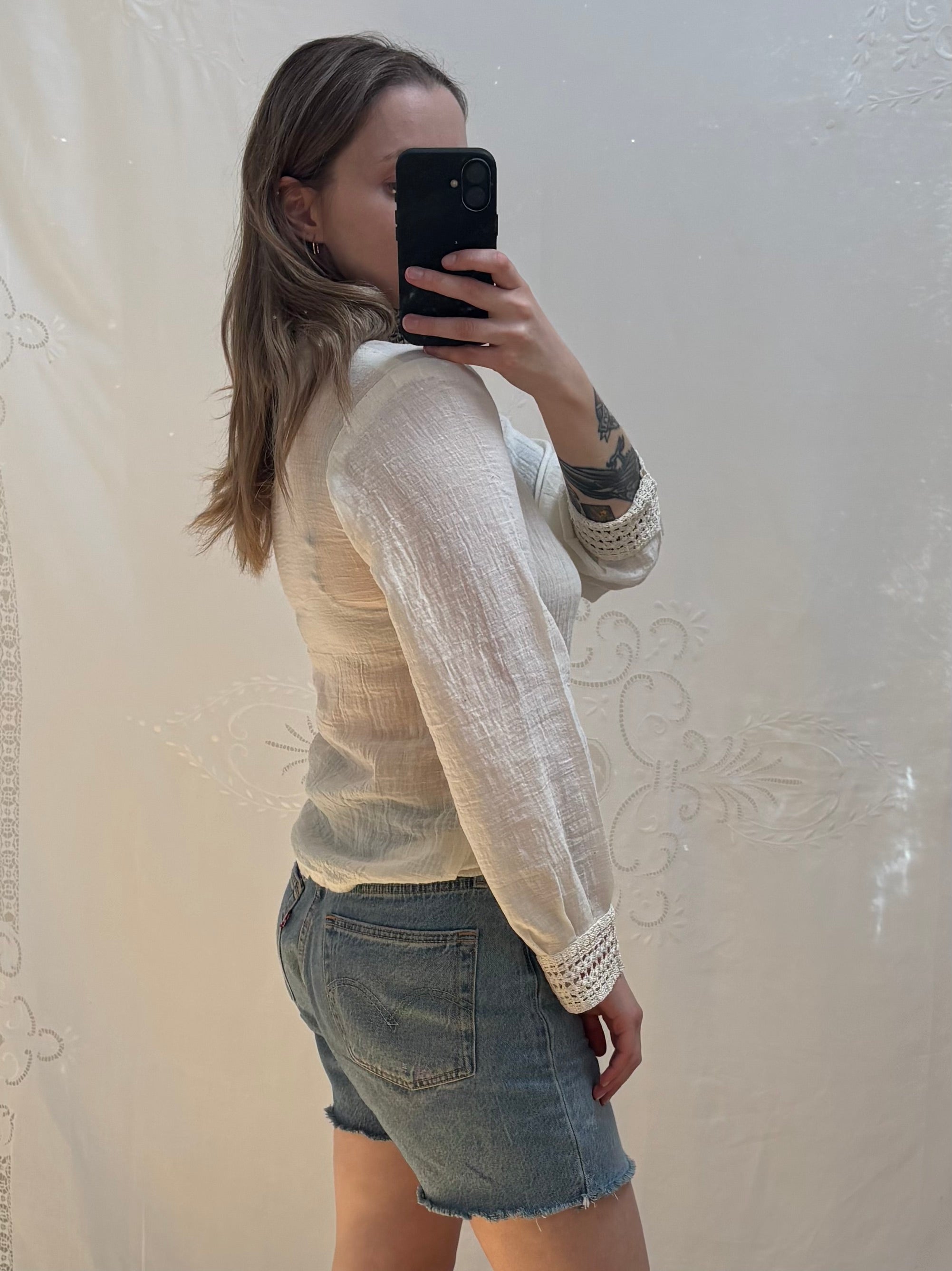 1970s Cheesecloth Cotton Blouse
