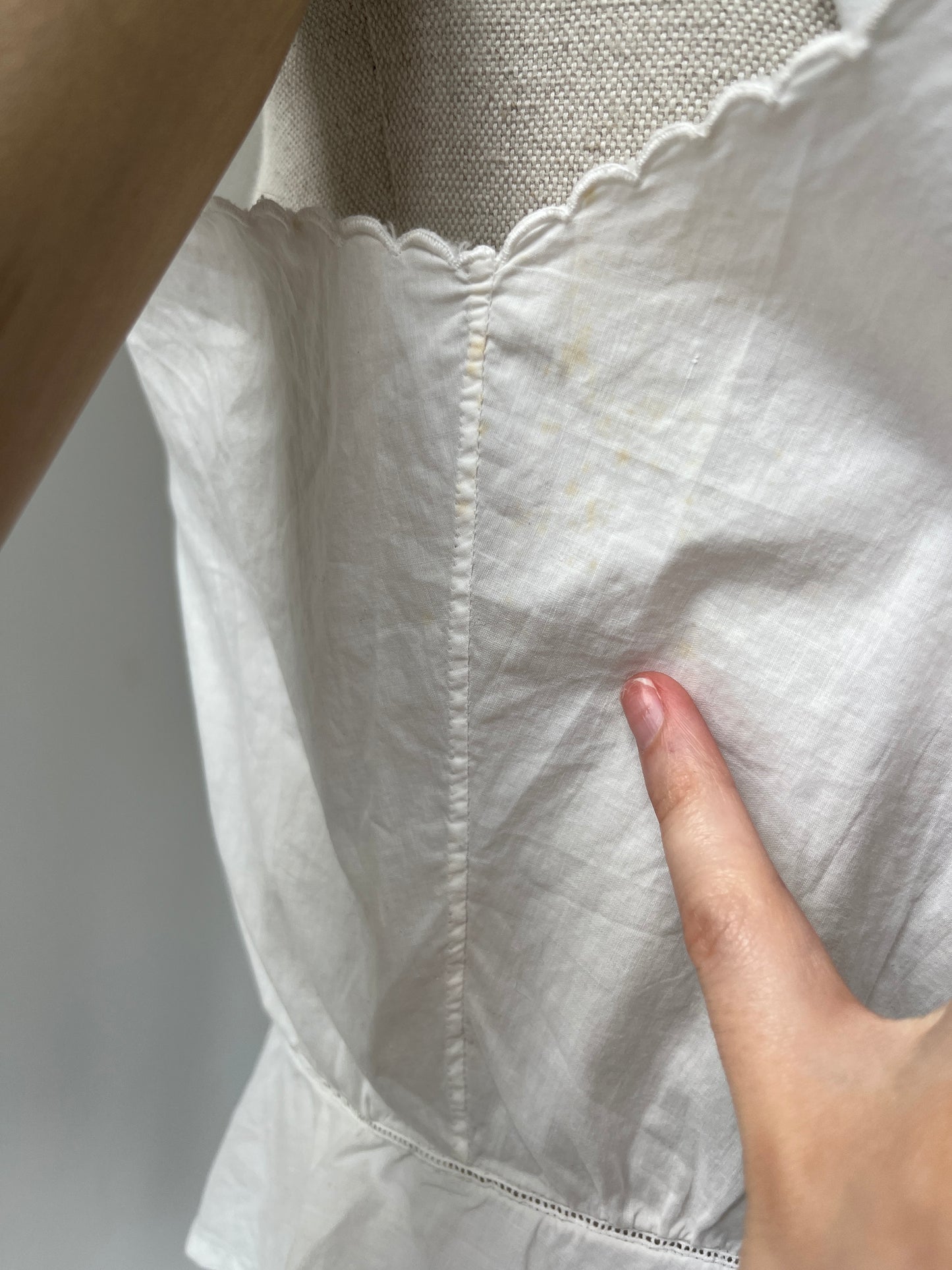 1910s Cotton Corset Cover with Wisteria Embroidery