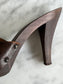 1970s 1980s Wooden Clog Mule Heels with Stud and Buckle Detail