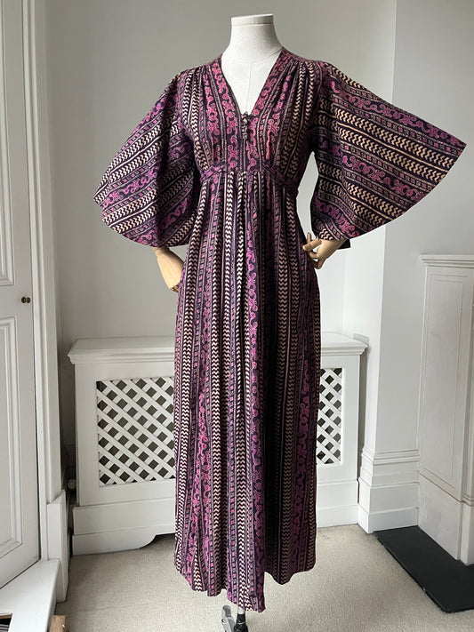 1970s Indian Block Print Cotton Dress