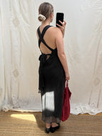 2000s Printed Dress with Deep Neckline