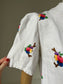 1930s Floral Embroidered Linen Weave Blouse