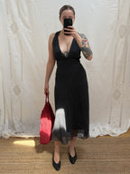 2000s Printed Dress with Deep Neckline