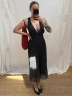 2000s Printed Dress with Deep Neckline