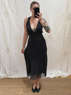 2000s Printed Dress with Deep Neckline