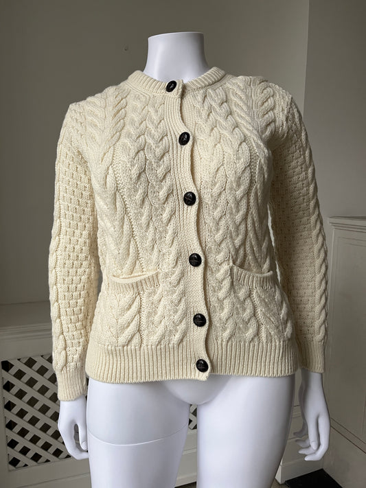 1990s Hand Knitted Cable Knit Cardigan