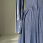 1970s 'Laura Ashley' Blue Prairie High Neck Dress