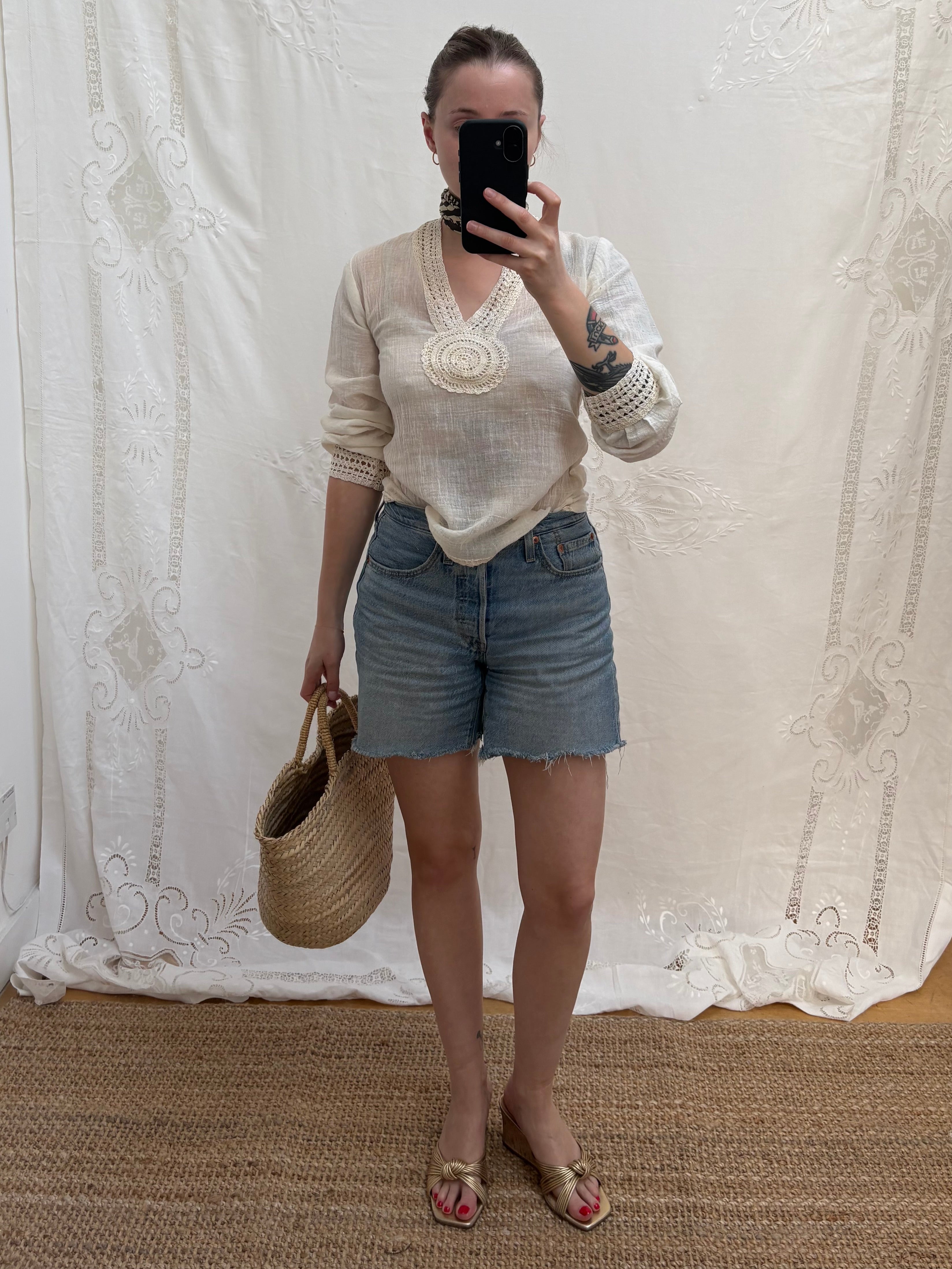 1970s Cheesecloth Cotton Blouse