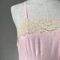 1940s Candy Floss Pink Midi Pink Slip with Lace