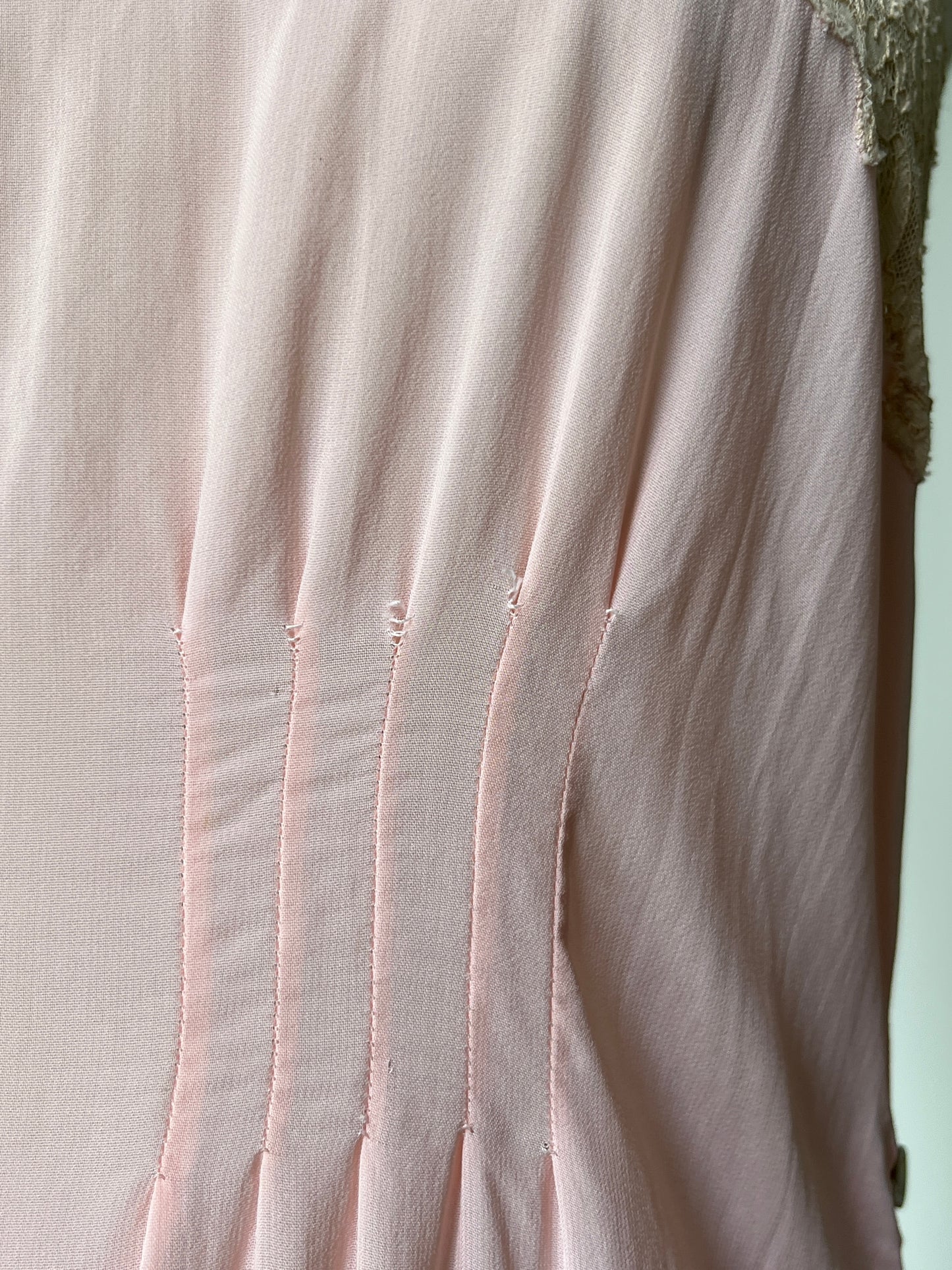 1940s Candy Floss Pink Midi Pink Slip with Lace