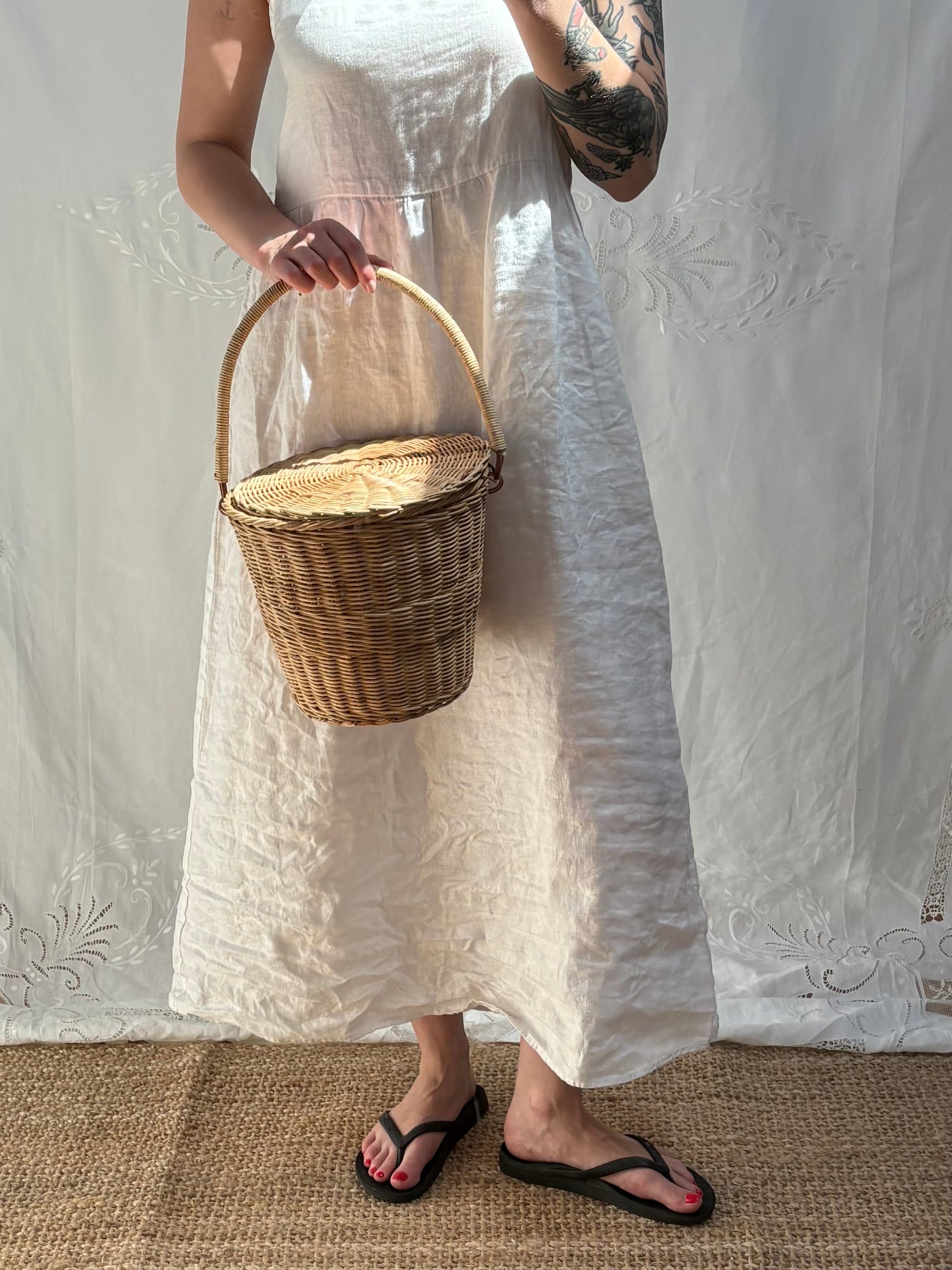Vintage Birkin Style Basket Handbag
