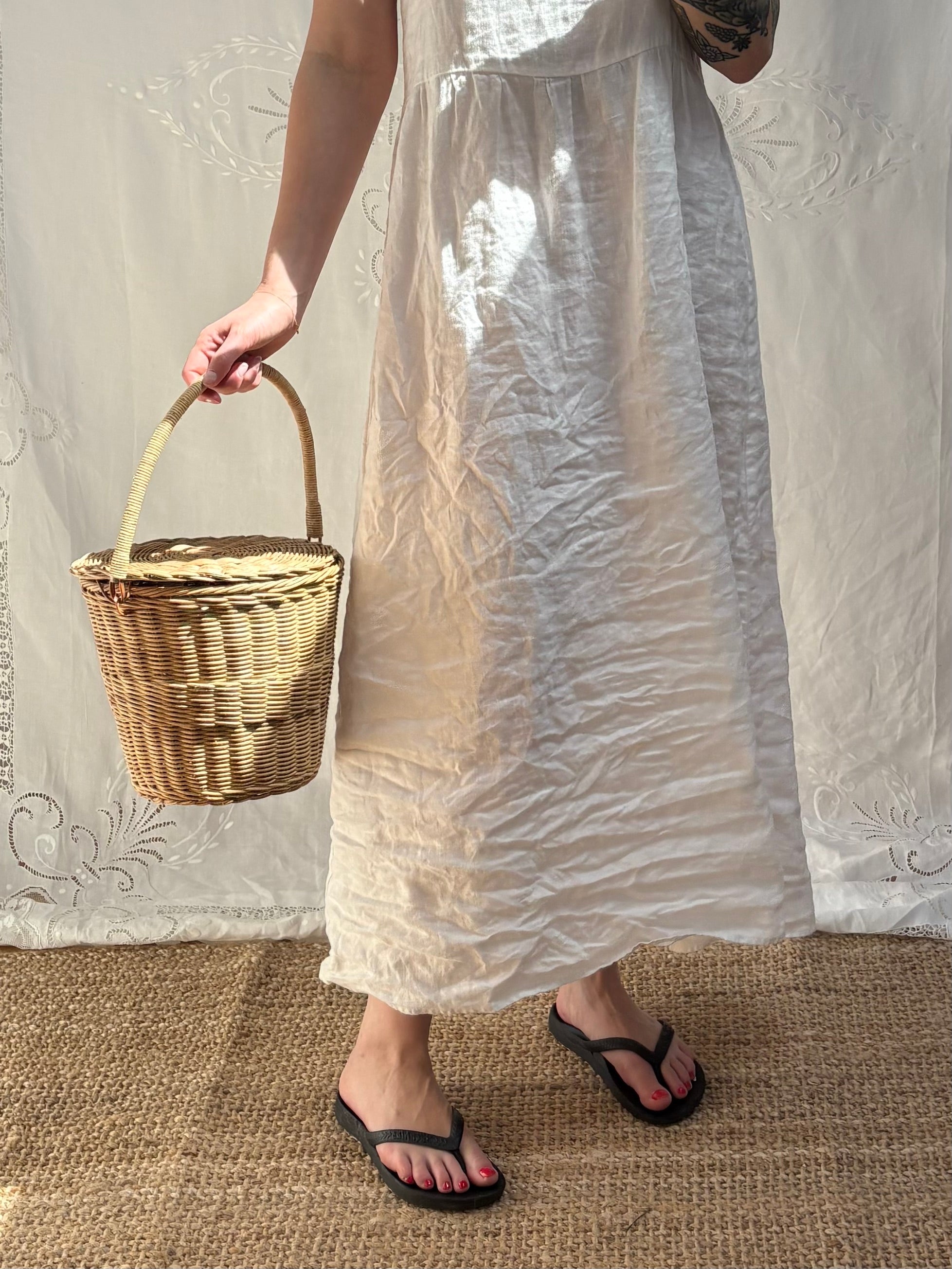 Vintage Birkin Style Basket Handbag