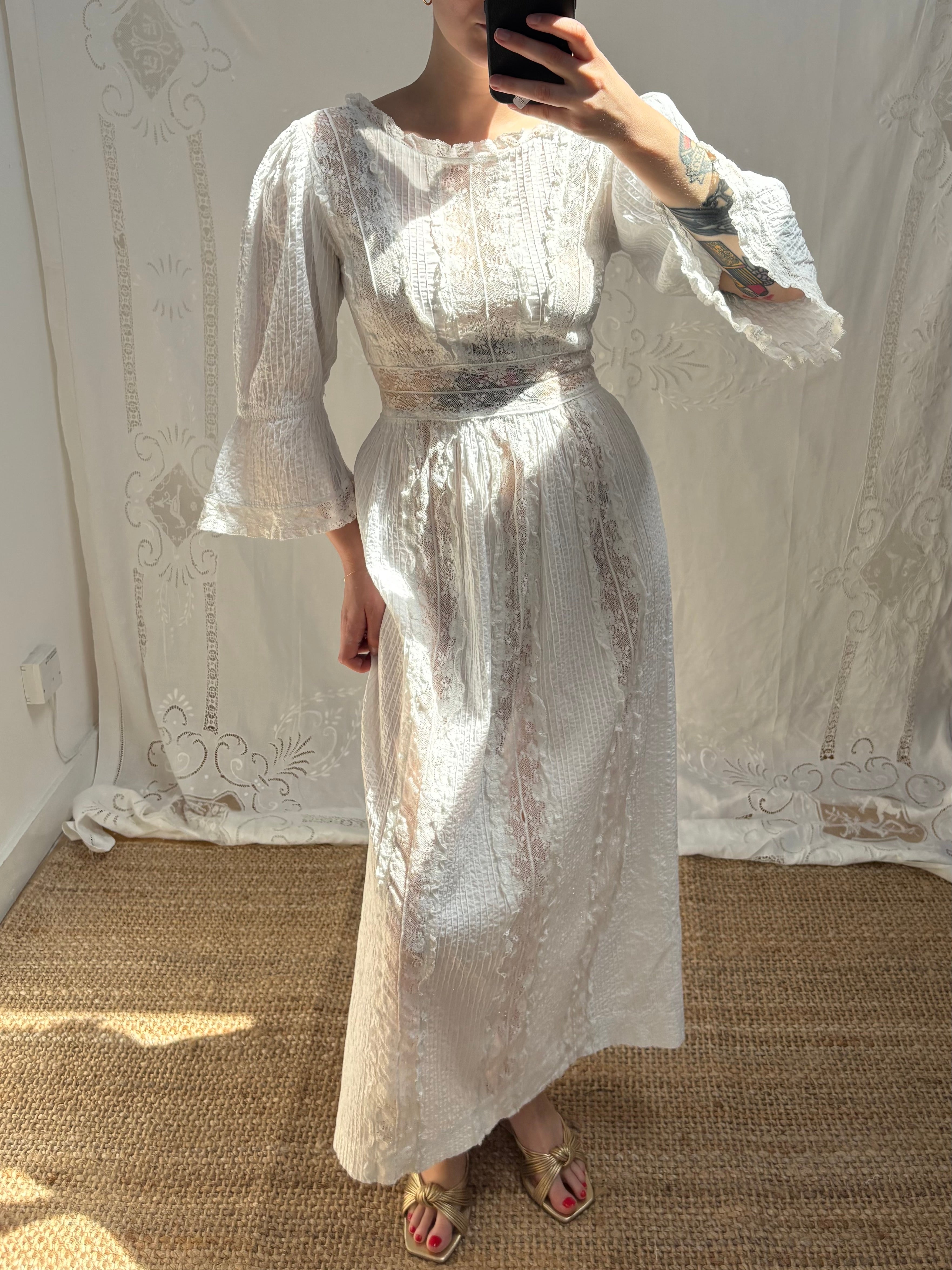 1970s Pure Cotton Mexican Dress