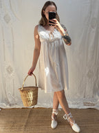 1910s Pure Cotton Dress with Ribbon