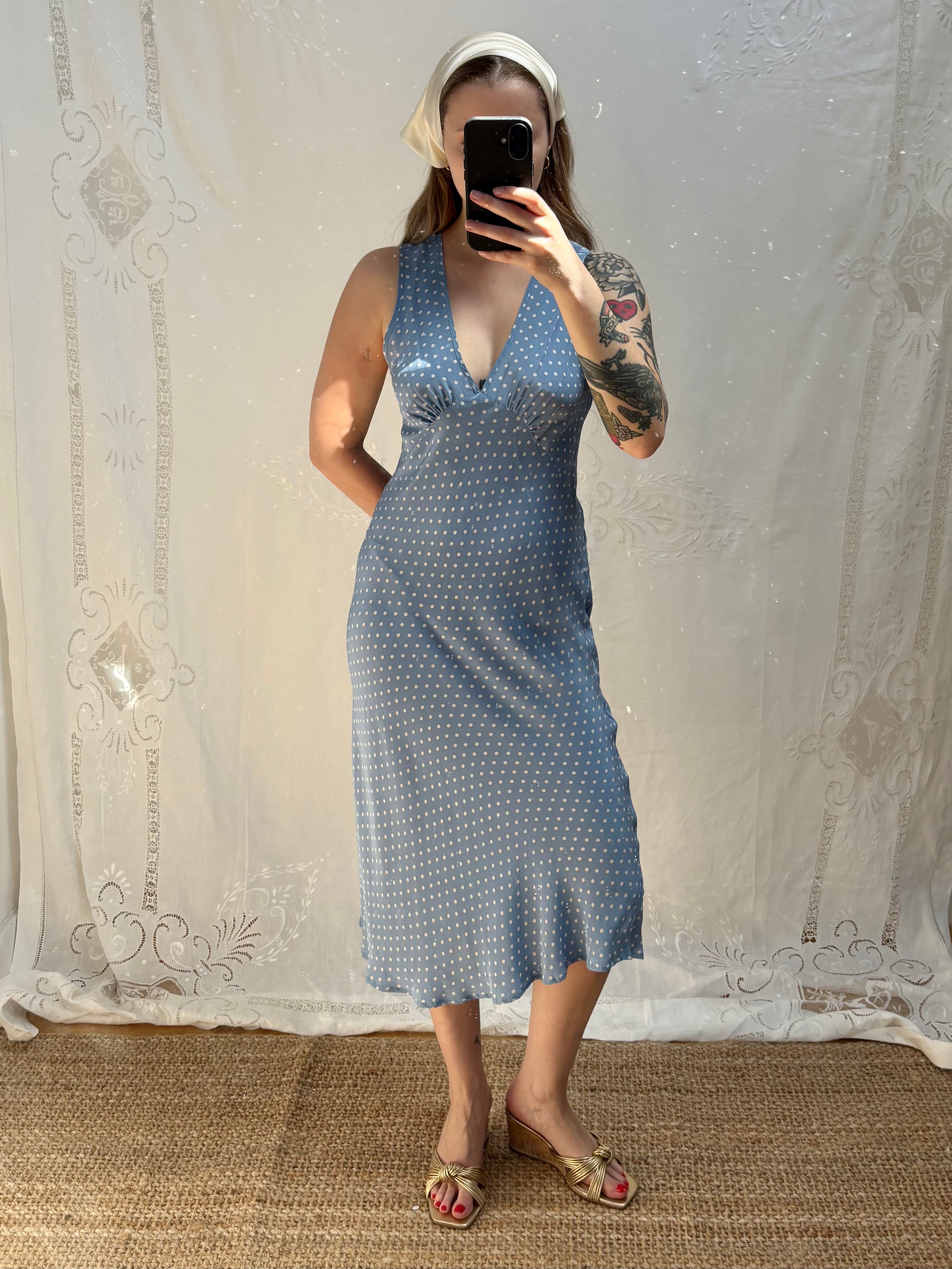 1990s Pure Silk Polka Dot Dress