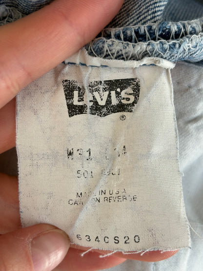 1990s 'Levi's' 501 Straight Leg Jeans with Thrashed Hems