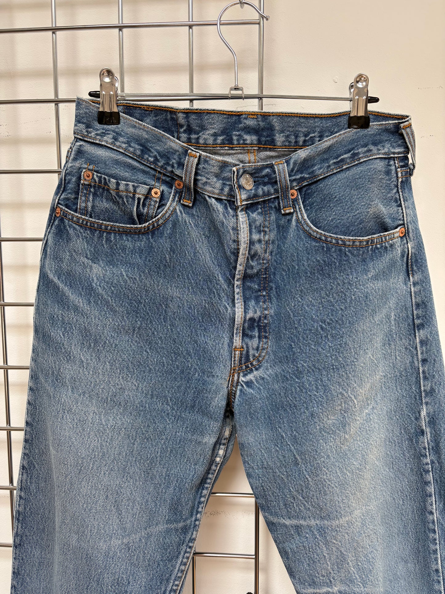 1990s 'Levi's' 501 Straight Leg Jeans with Thrashed Hems