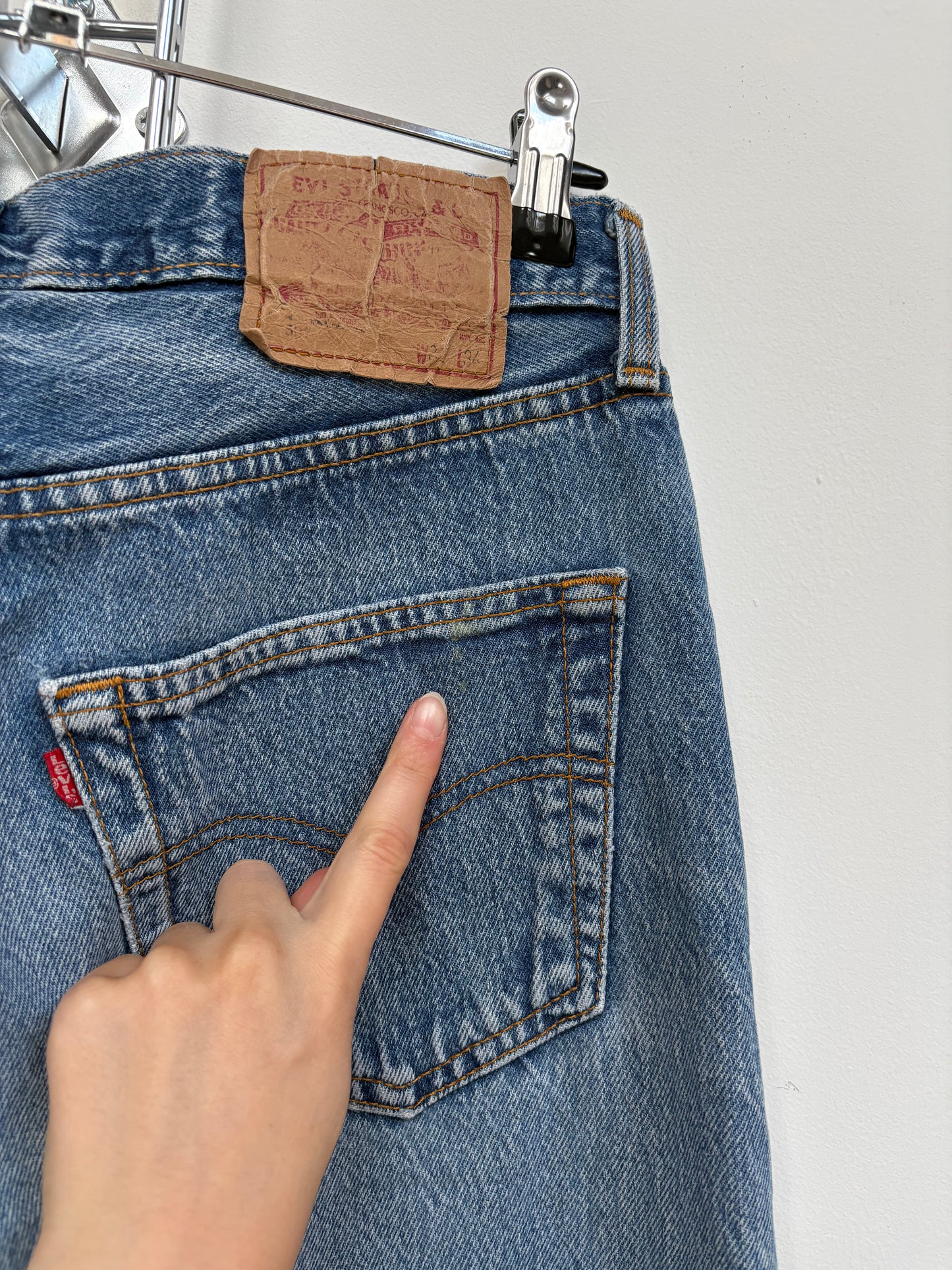 1990s 'Levi's' 501 Straight Leg Jeans with Thrashed Hems