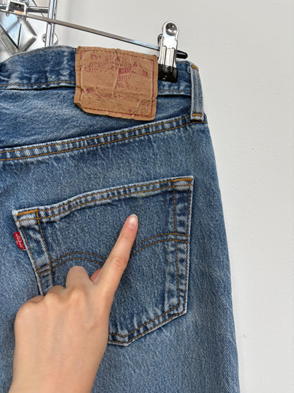 1990s 'Levi's' 501 Straight Leg Jeans with Thrashed Hems