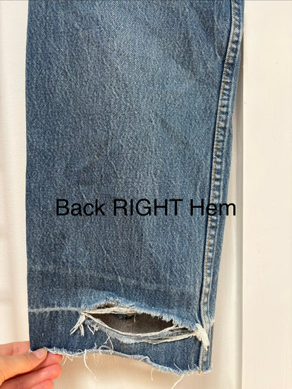 1990s 'Levi's' 501 Straight Leg Jeans with Thrashed Hems