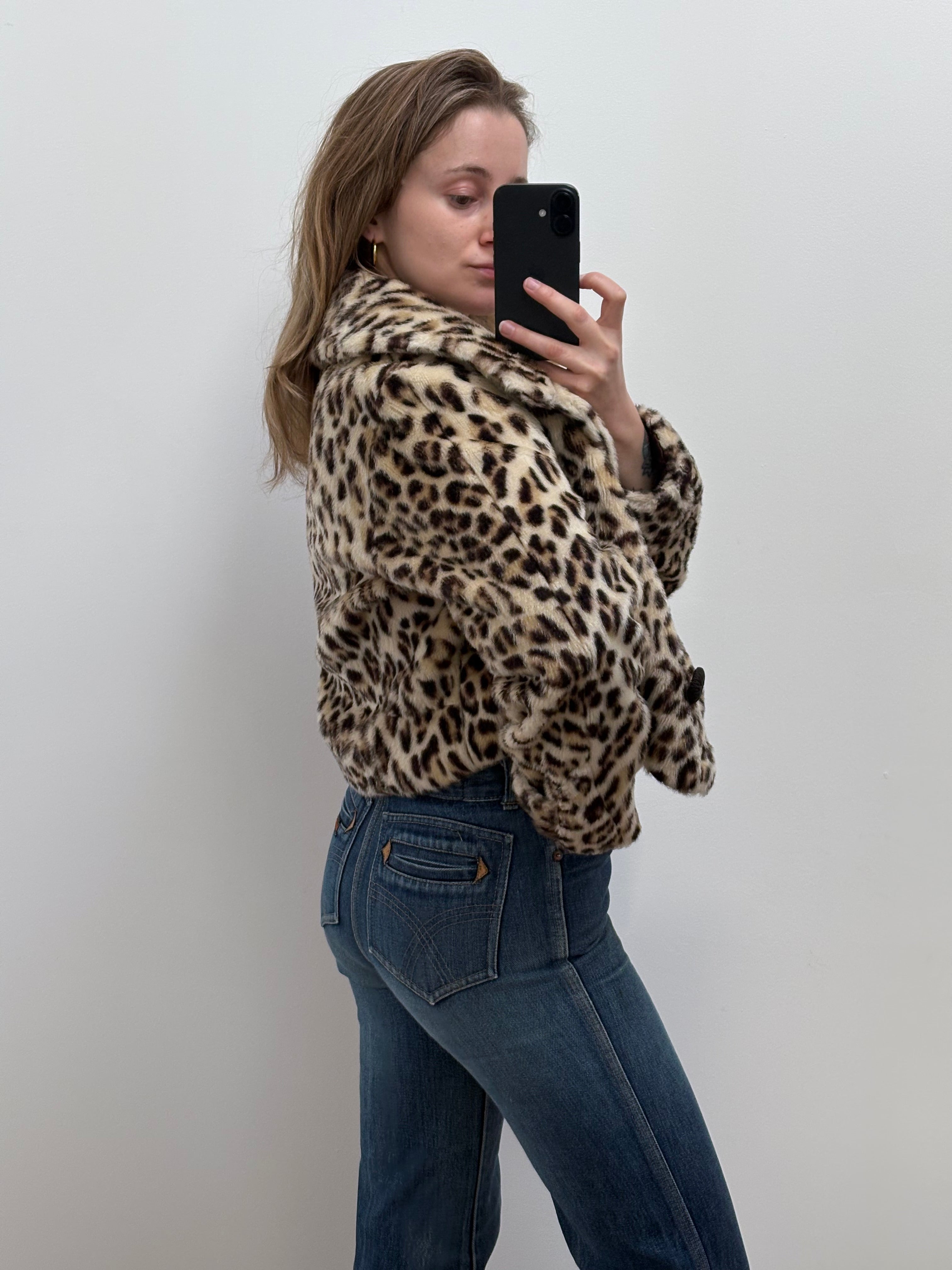 1960s Faux Fur Leopard Print Jacket