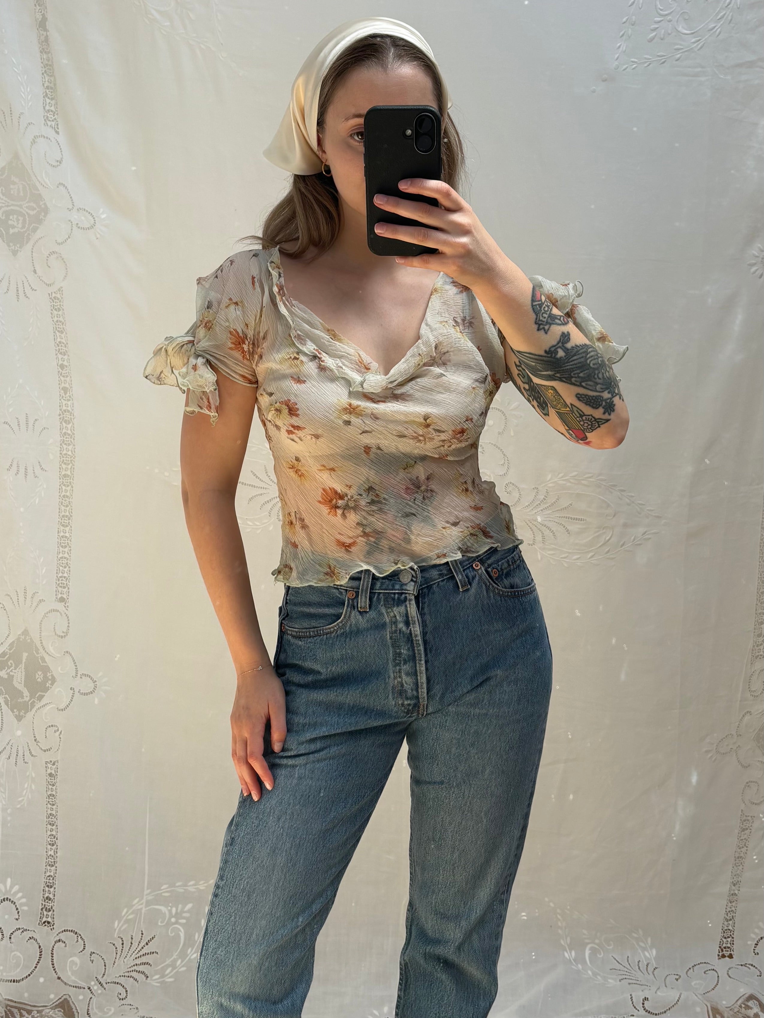 2000s Pure Silk Cowl Blouse
