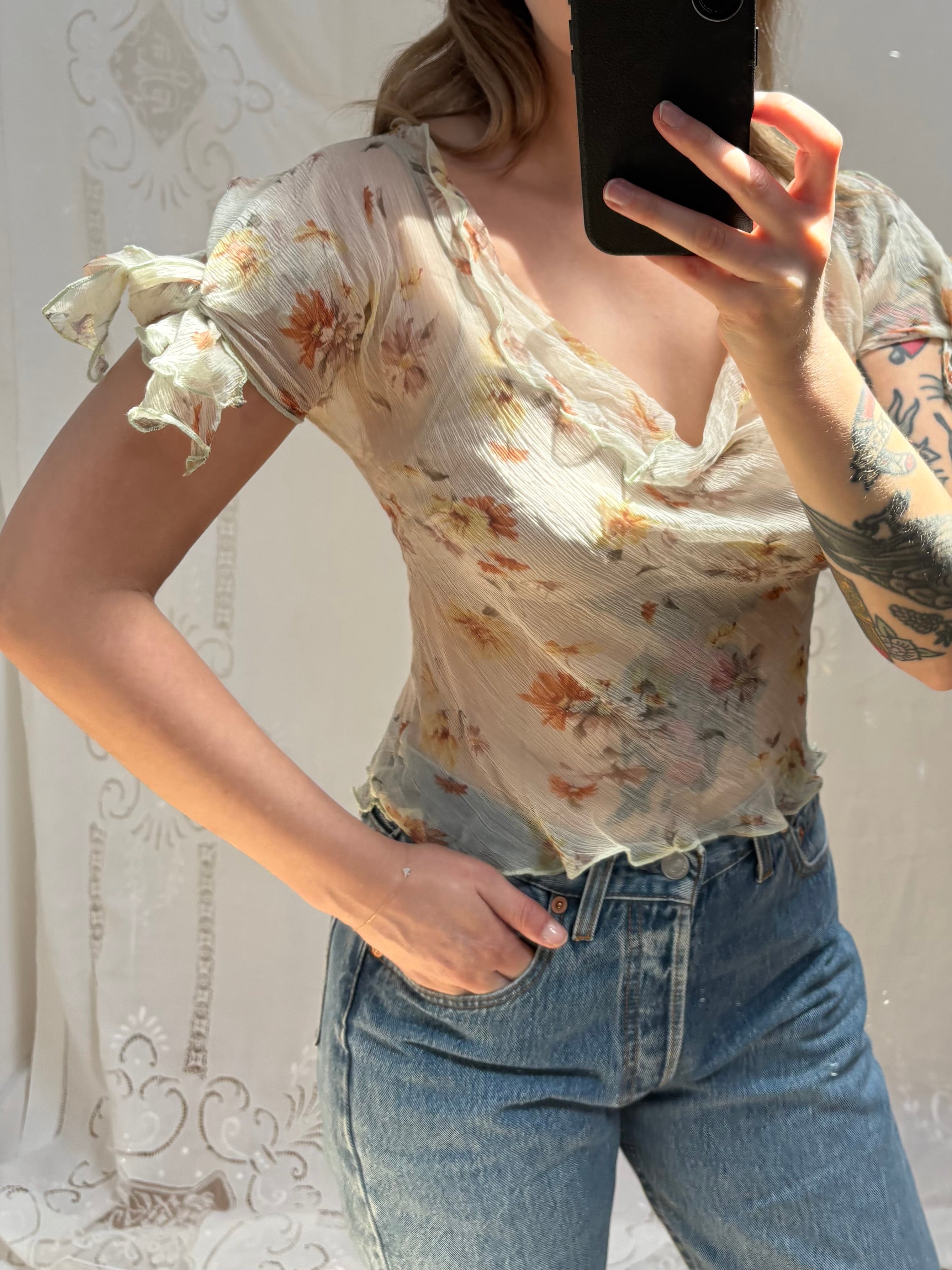 2000s Pure Silk Cowl Blouse