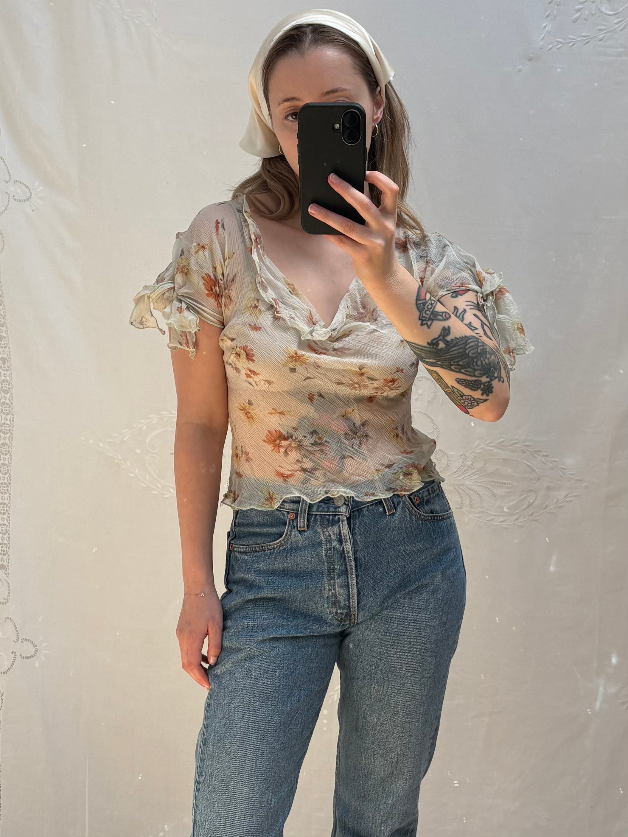 2000s Pure Silk Cowl Blouse