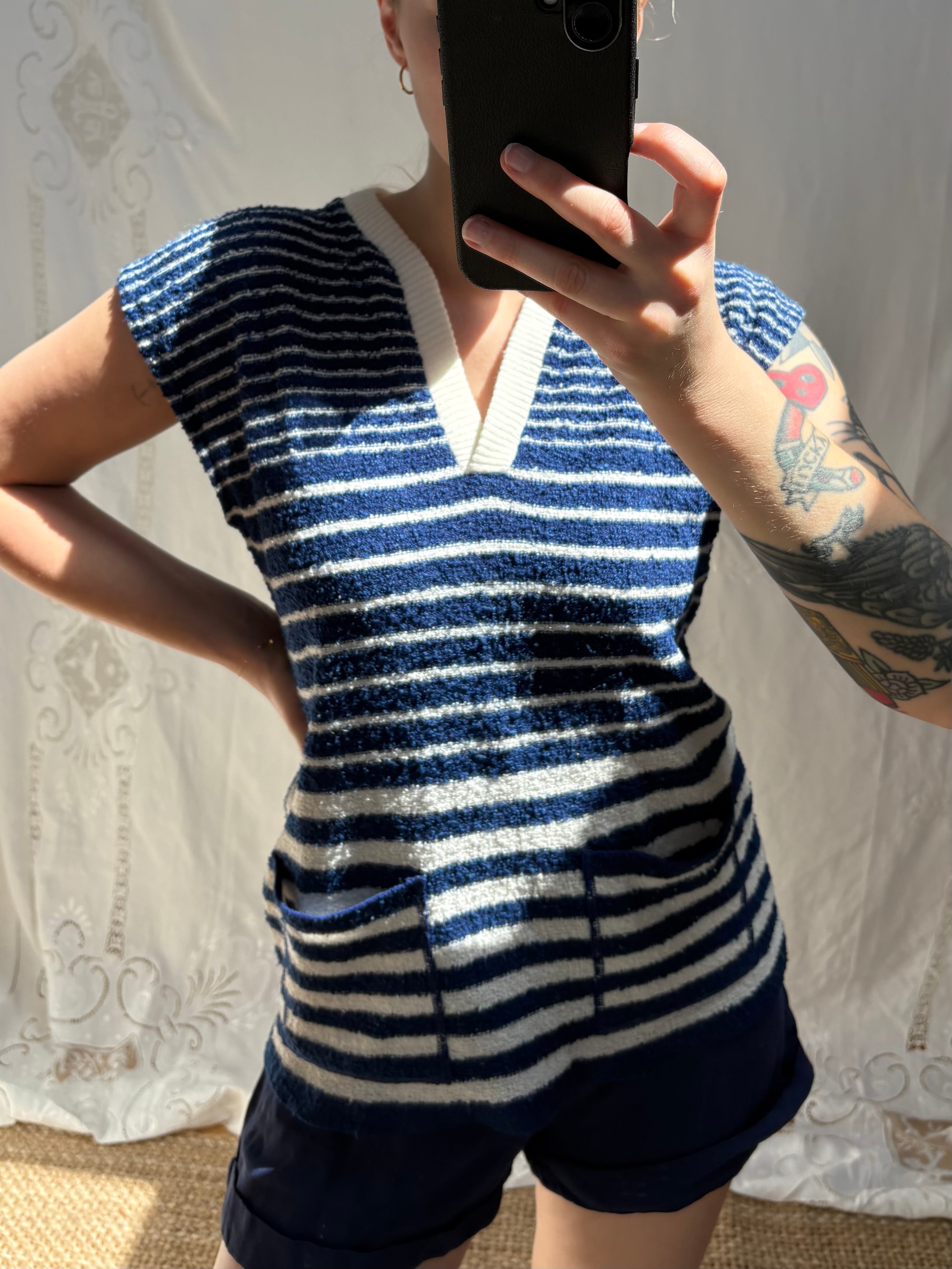 1960s Stripe Knit Blouse