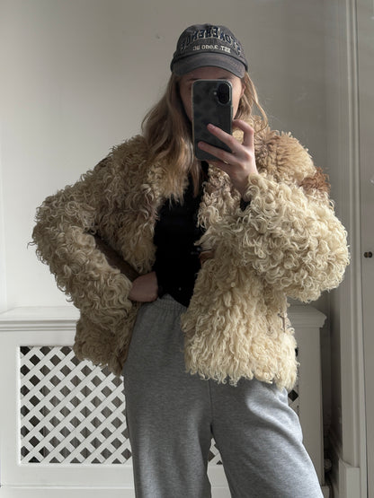 1970s Brown and Cream Sheepskin Coat