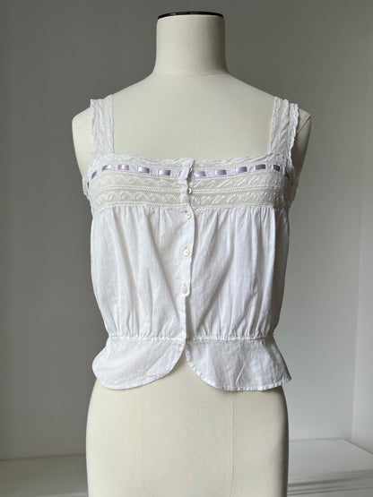 1910s Edwardian Corset Cover with Lilac Ribbon