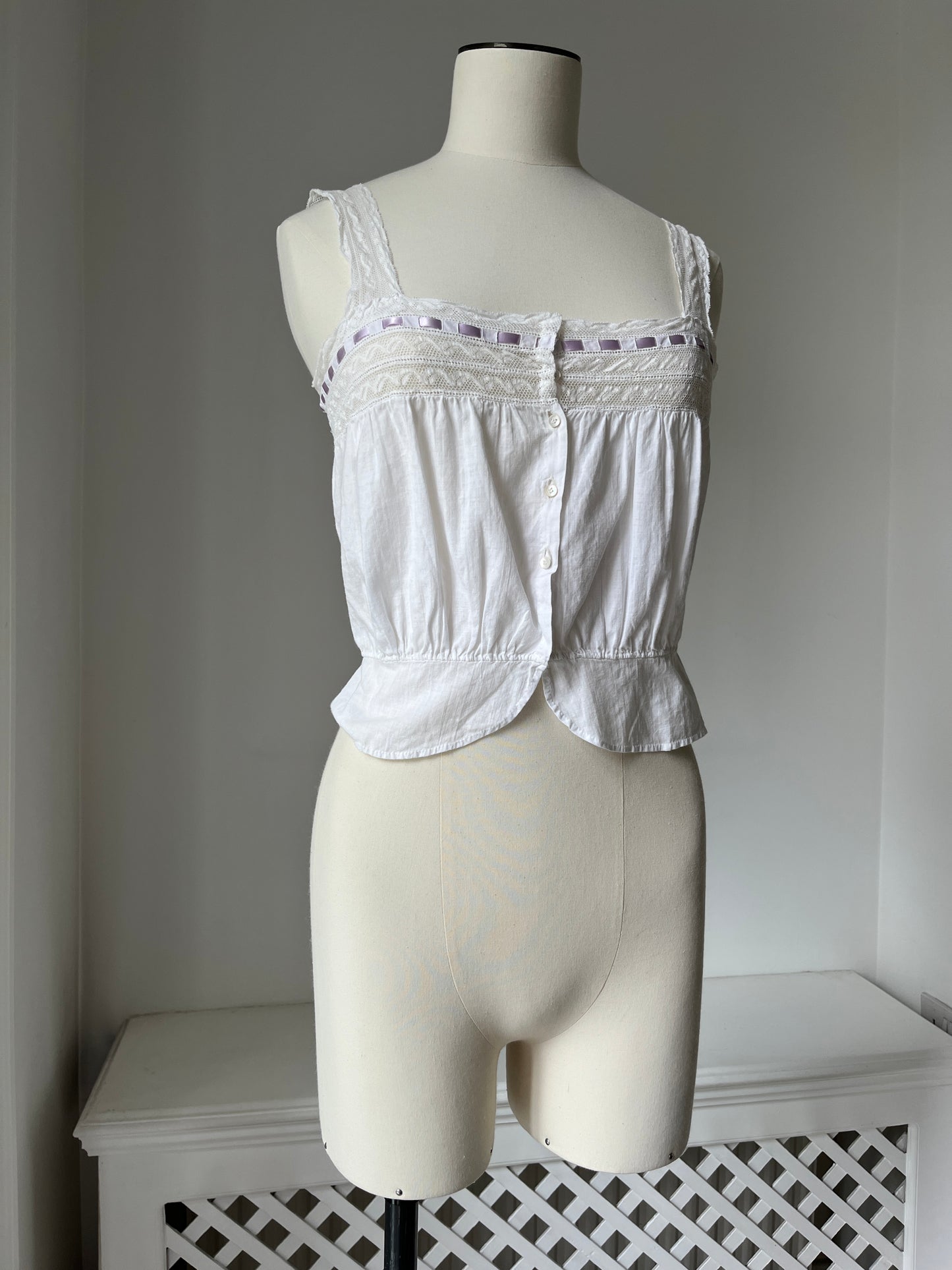 1910s Edwardian Corset Cover with Lilac Ribbon
