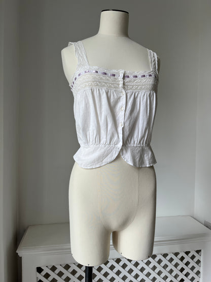1910s Edwardian Corset Cover with Lilac Ribbon
