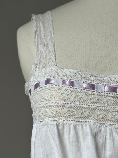 1910s Edwardian Corset Cover with Lilac Ribbon