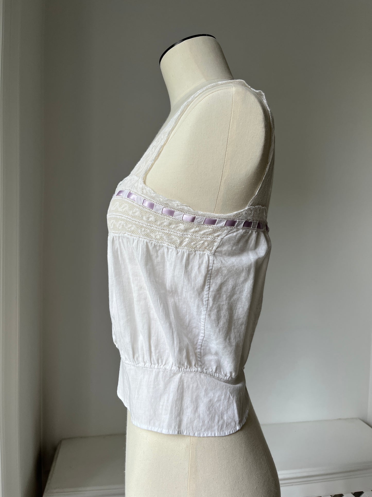 1910s Edwardian Corset Cover with Lilac Ribbon