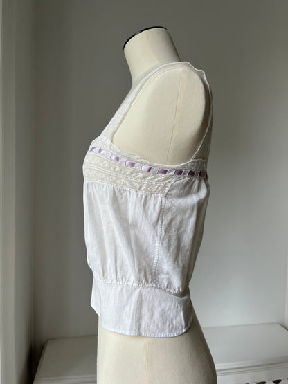 1910s Edwardian Corset Cover with Lilac Ribbon