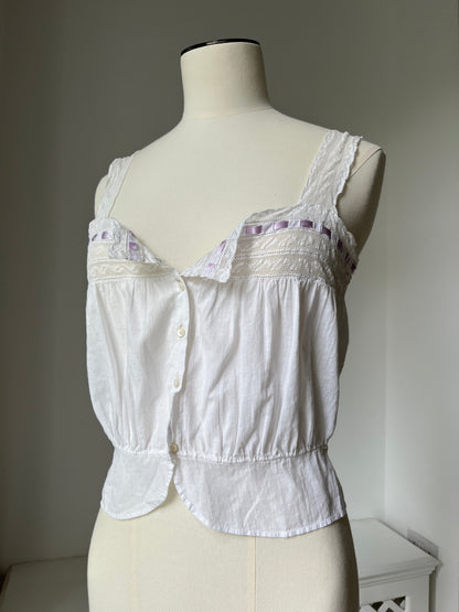 1910s Edwardian Corset Cover with Lilac Ribbon
